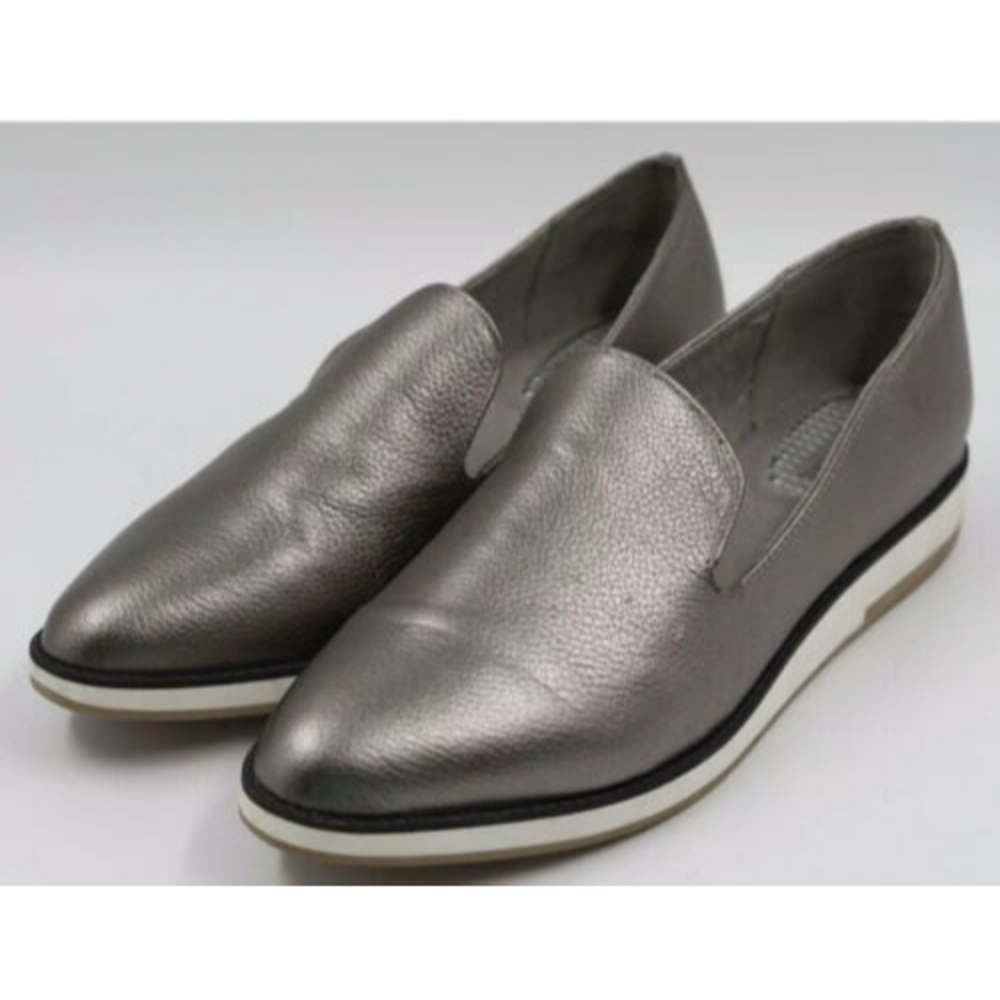 Com + Sens Casual Comfort Silver  Metallic Slip On Wedge Loafer Shoes